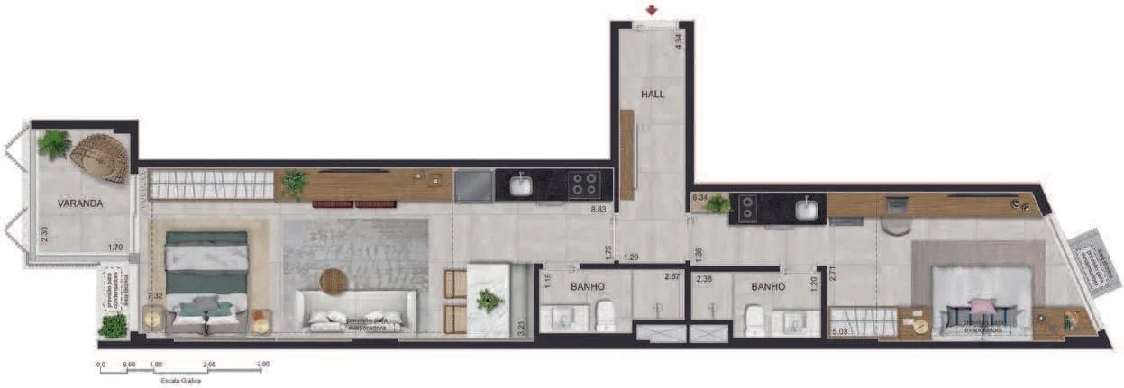 Planta 6: OUI Ipanema Studios, studio de alto padrão em Ipanema, Rio de Janeiro