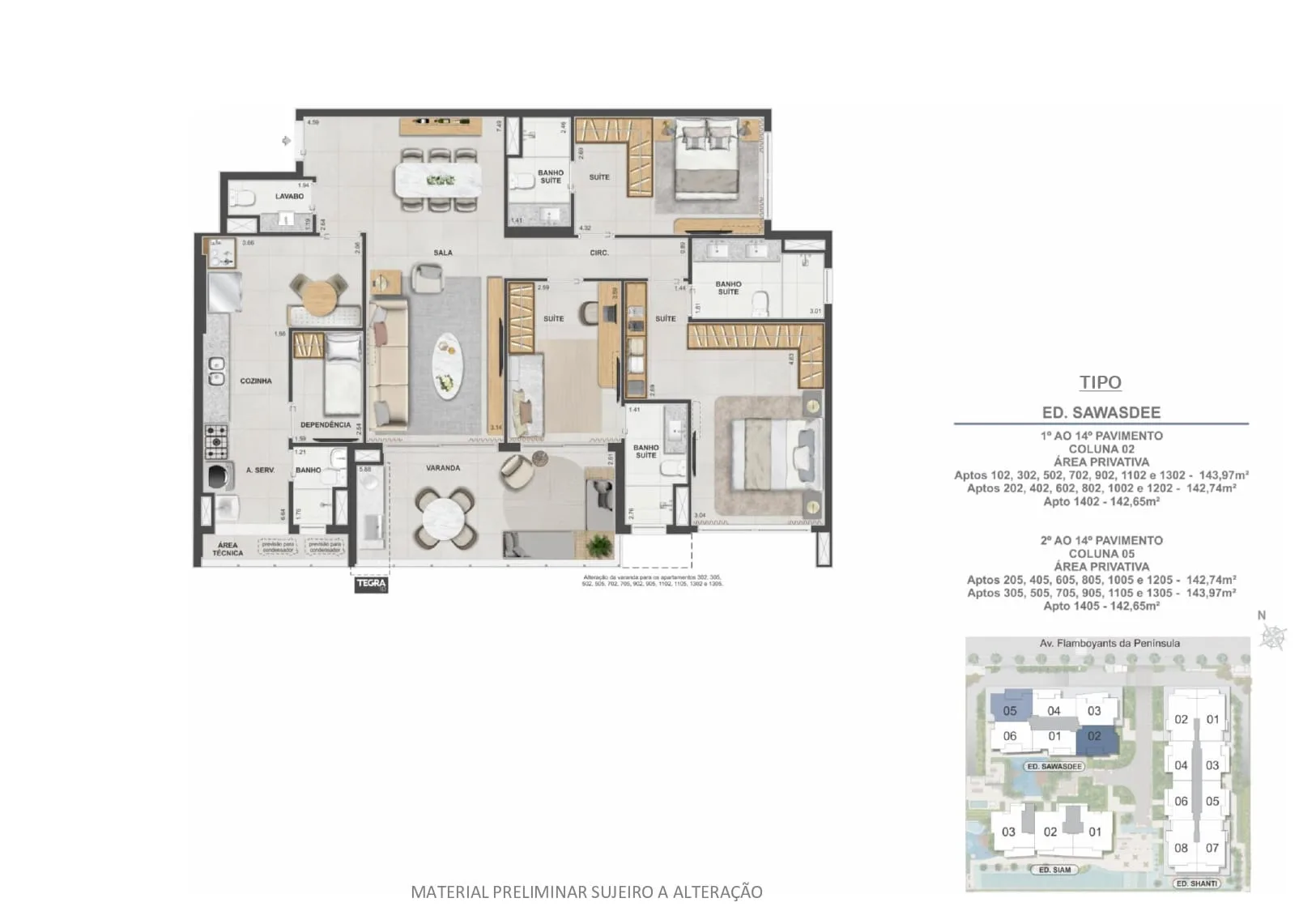 Planta 8: Península Collection, apartamento de alto padrão na Barra da Tijuca, Rio de Janeiro