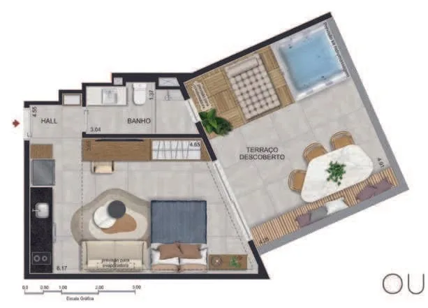 Planta 5: OUI Ipanema Studios, studio de alto padrão em Ipanema, Rio de Janeiro