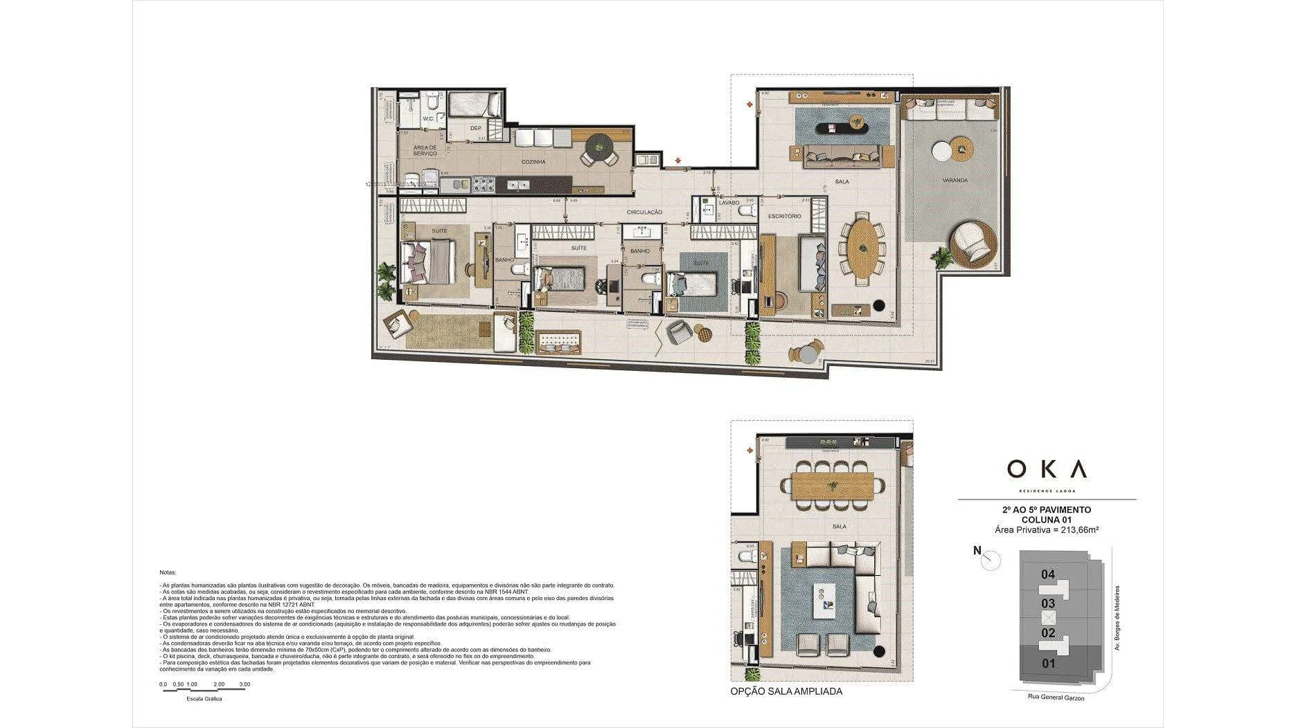 Planta 15: Oka Residence Lagoa, apartamento de alto padrão na Lagoa, Rio de Janeiro