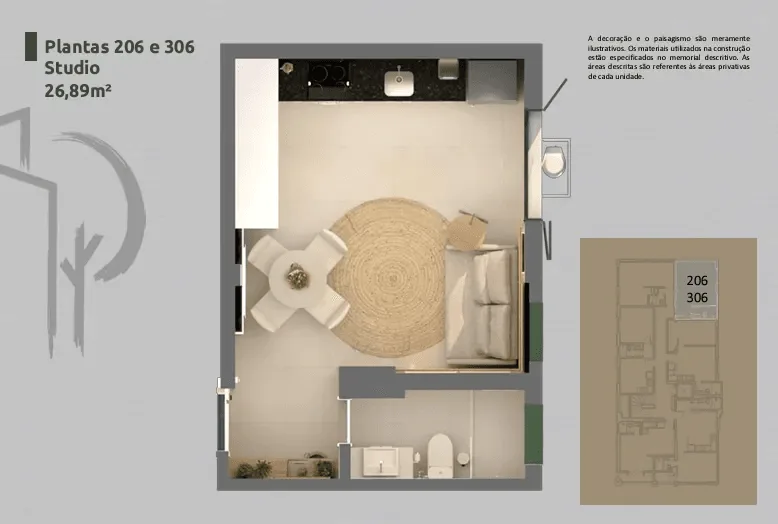 Planta 12: Residencial Vilares Copacabana, studio de alto padrão em Copacabana, Rio de Janeiro