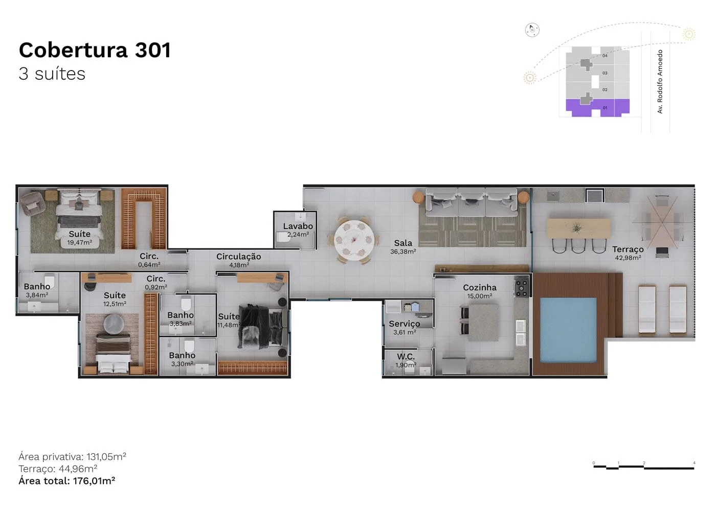 Planta 11: Haus Jardim Oceânico, apartamento de alto padrão na Barra da Tijuca, Rio de Janeiro
