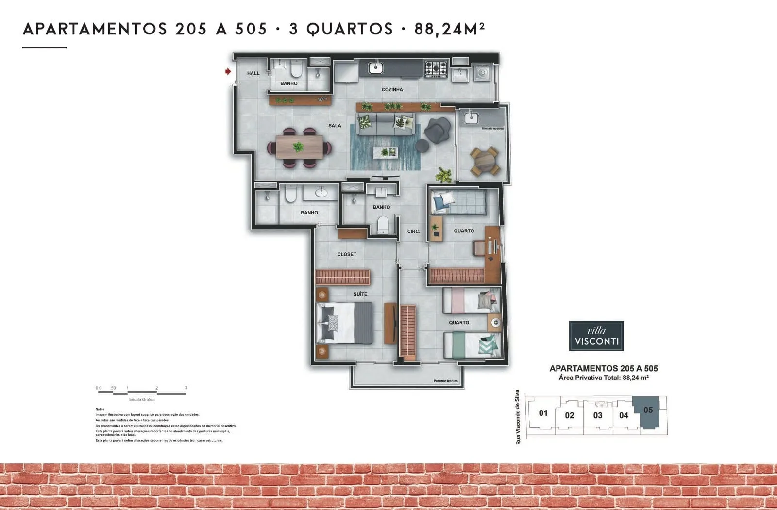 Planta 5: Villa Visconti Botafogo, apartamento de alto padrão em Botafogo, Rio de Janeiro