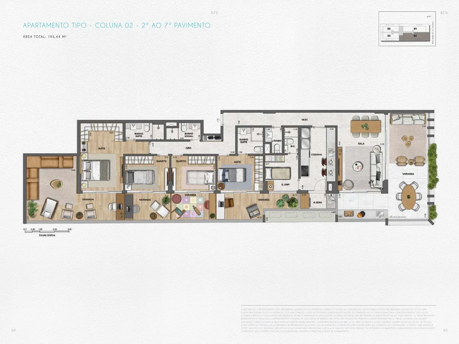 Planta 6: Nove Ipanema Mozak, apartamento de alto padrão em Ipanema, Rio de Janeiro