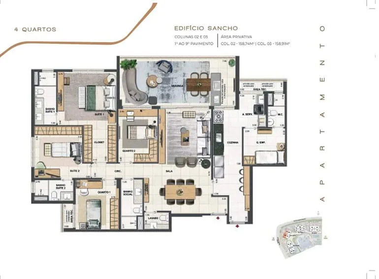 Planta 12: Orygem Acqua Home, apartamento de alto padrão na Barra da Tijuca, Rio de Janeiro