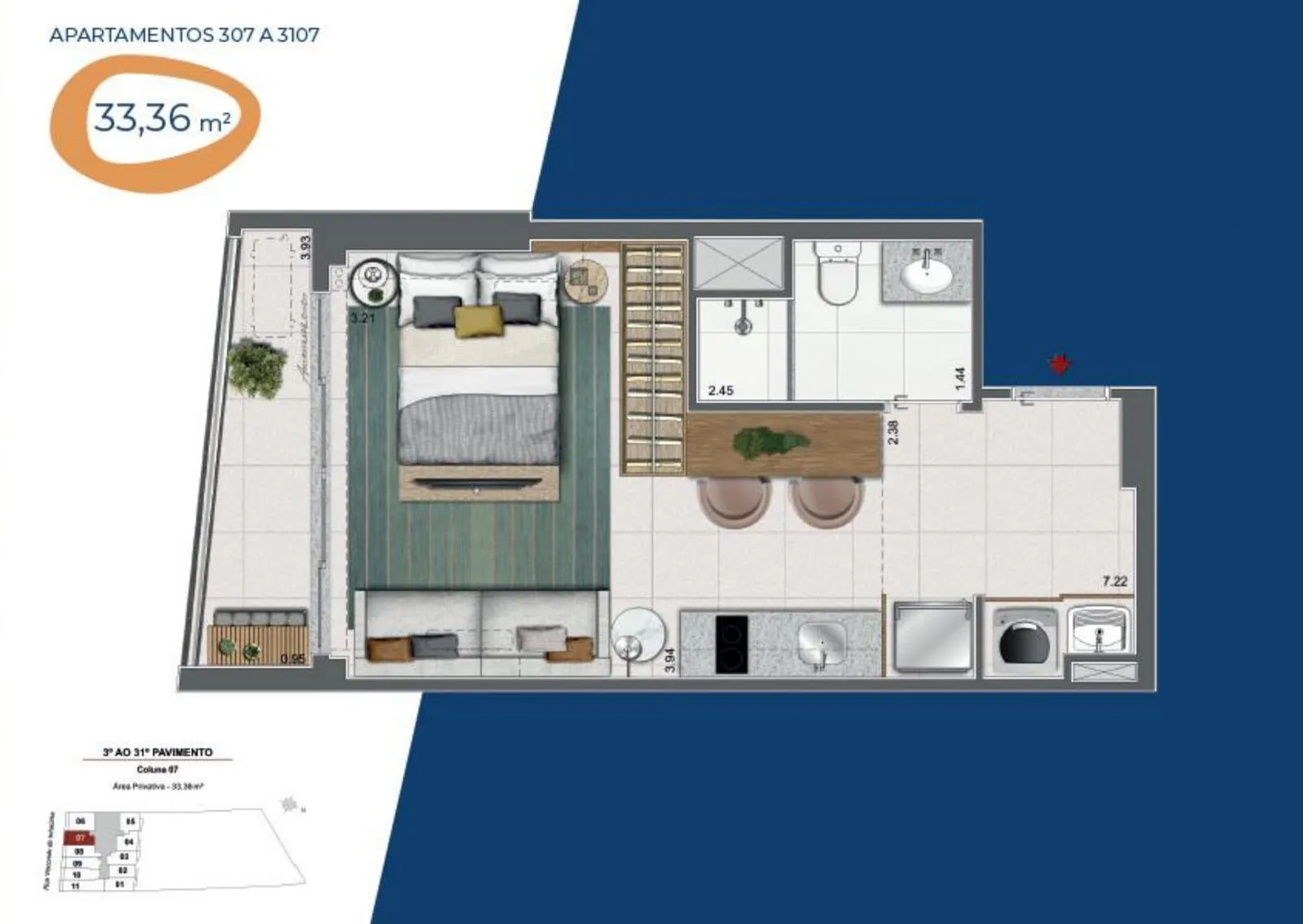 Planta 10: Residencial Skylux, studio de alto padrão no Centro, Rio de Janeiro