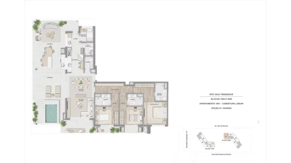 Planta 21: Epic Golf Residence, apartamento de alto padrão na Barra da Tijuca, Rio de Janeiro