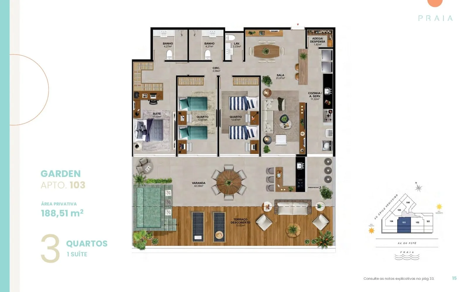 Planta 2: Praia Residencial Mar, apartamento de alto padrão na Barra da Tijuca, Rio de Janeiro